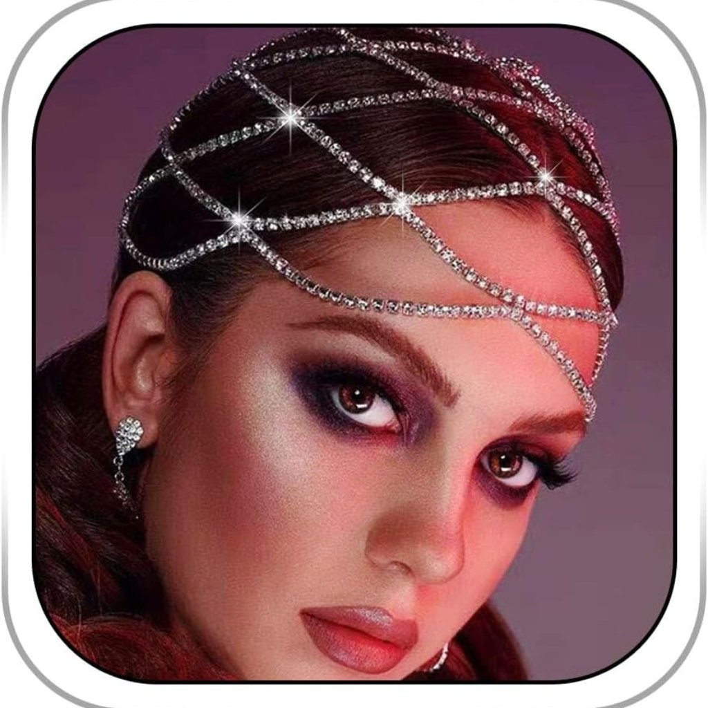 1920s Rhinestone Head Chain Jewelry Flapper Cap Headpieces Costume Hair Accessor